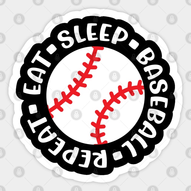 Eat Sleep Baseball Repeat Baseball Mom Boys Girls Cute Funny Sticker by GlimmerDesigns